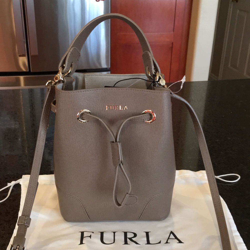 FURLA Stacy Mini Bucket Bag Drawstring Purse